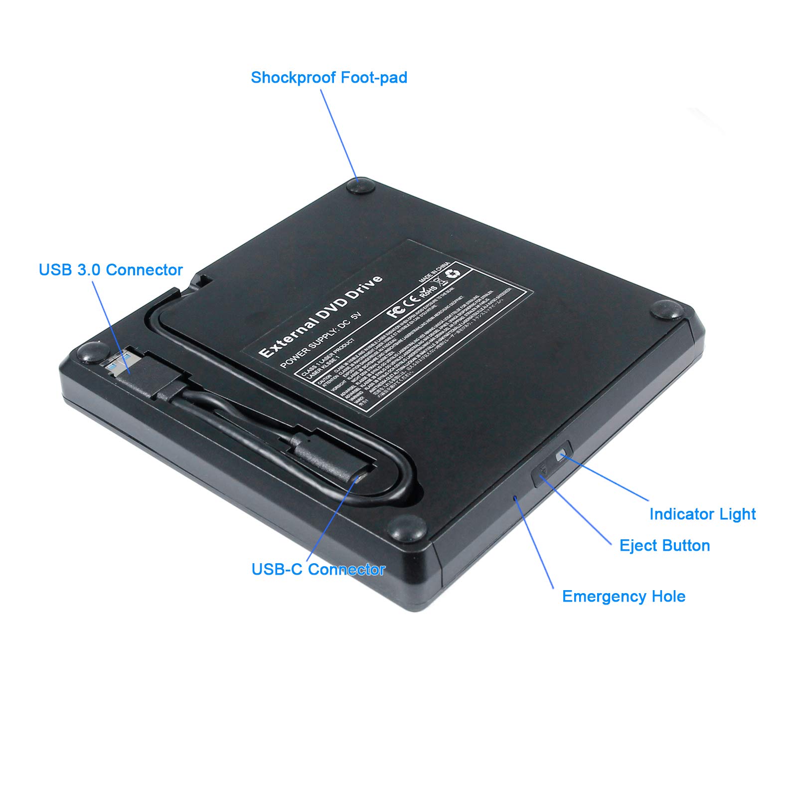 Amazon.co.jp: USB 3.0 USB-C 外付けブルーレイライター光学ドライブ